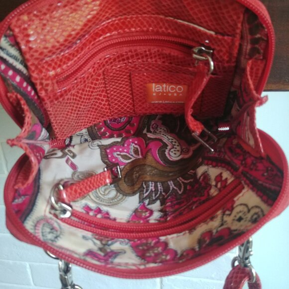 Latico genuine leather snakeskin look dark burnt orange small bag purse - Picture 12 of 16